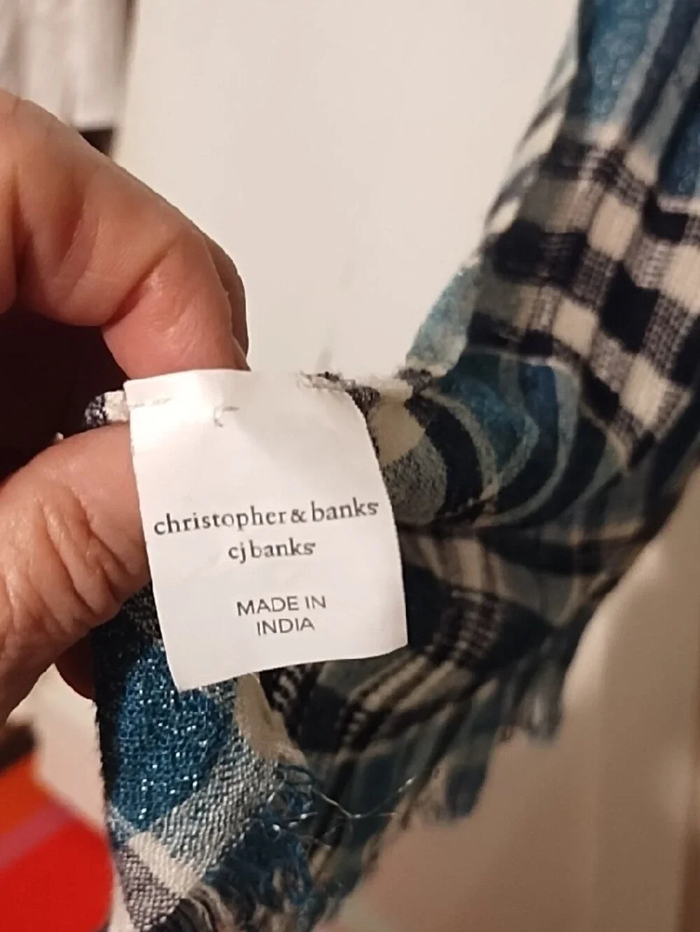 Christopher & Banks Teal Blue Plaid Lightweight Scarf VGC OSFM.